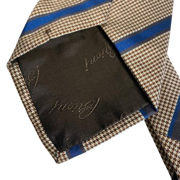 NWT Brioni Flannel and Blue Striped Tie Hand Made in Italy 100% Silk - Picture 7 of 14